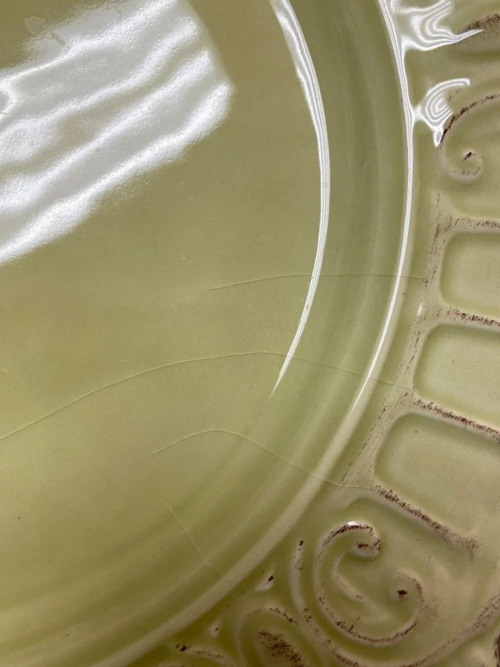 Vintage Sage Green Matceramica Dinner Plate Made in Portugal